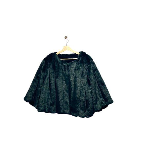 Calvin Klein Faux Fur Cropped Jacket Green Size 1X Glam Maximalist Mobwife Cute - Picture 4 of 16